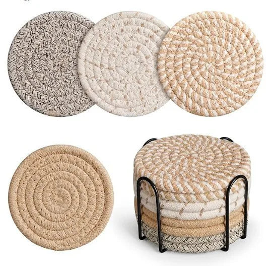 Handwoven Cotton Drink Coasters Set