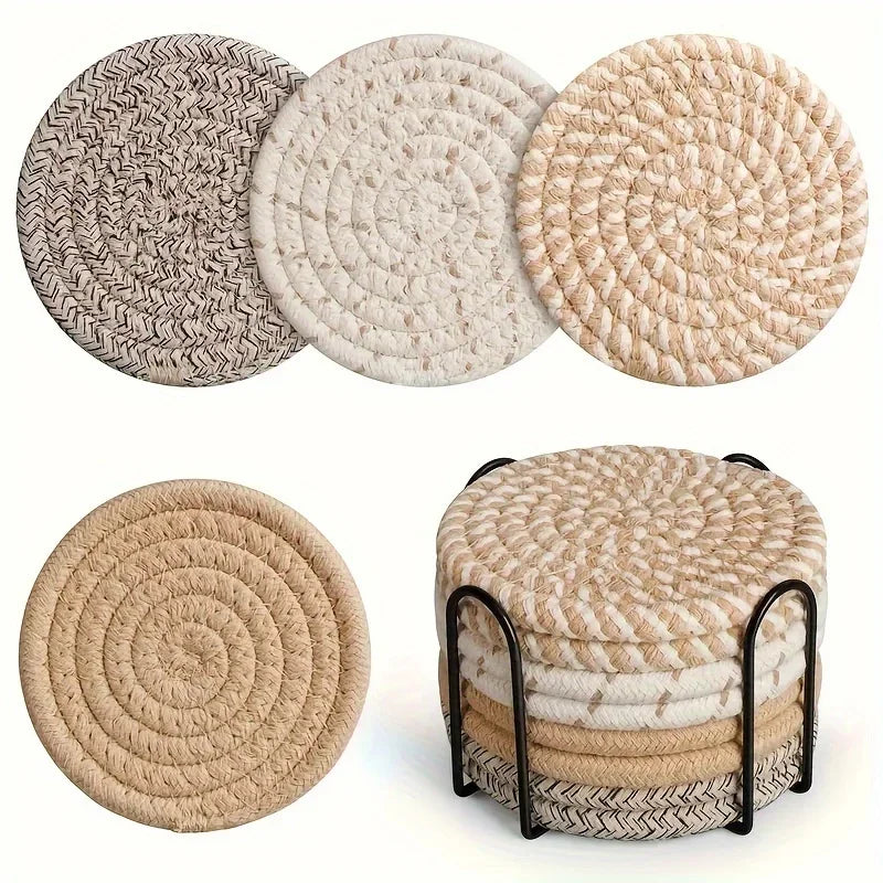 Handwoven Cotton Drink Coasters Set