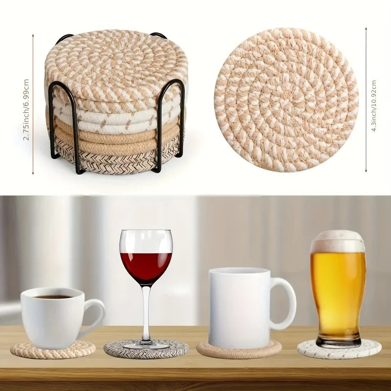 Handwoven Cotton Drink Coasters Set